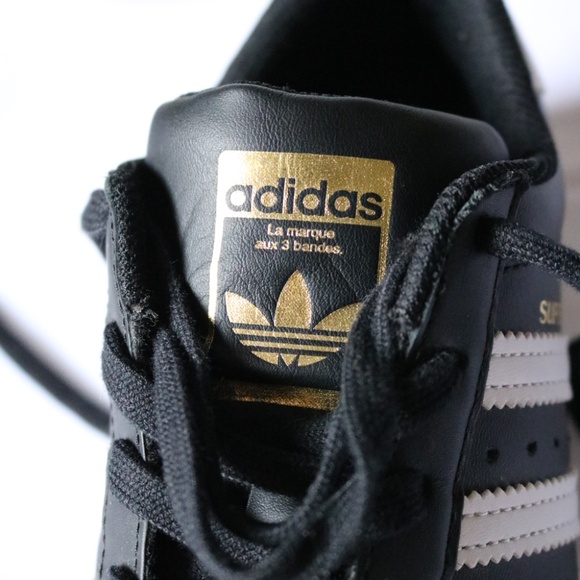 ADIDAS Superstar Leather Sneakers Running Shoes Black White Women's Size 7 - Picture 12 of 12